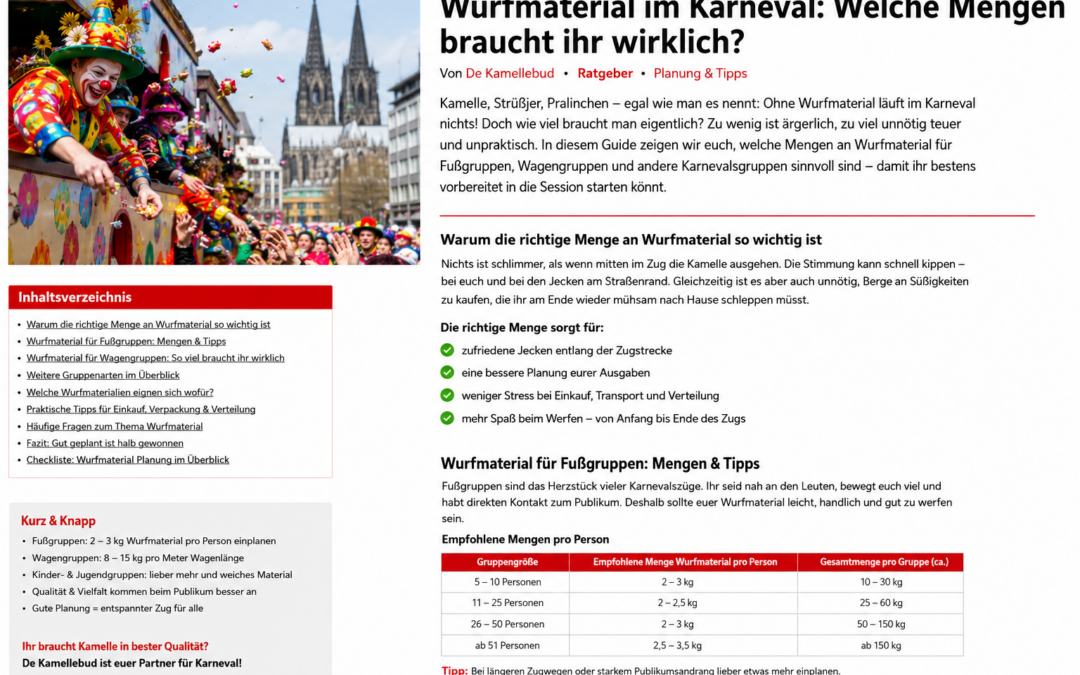 Kamellebud wie viel Wurfmaterial